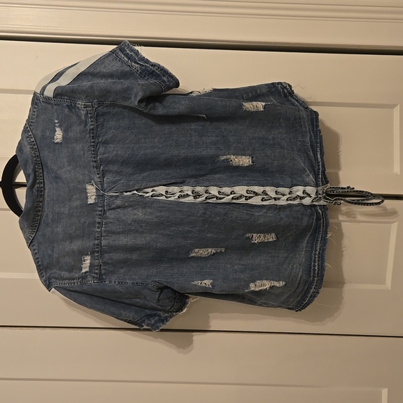 Women's Vintage Havana Short Sleev Denim Shirt Size Small - Picture 3 of 7